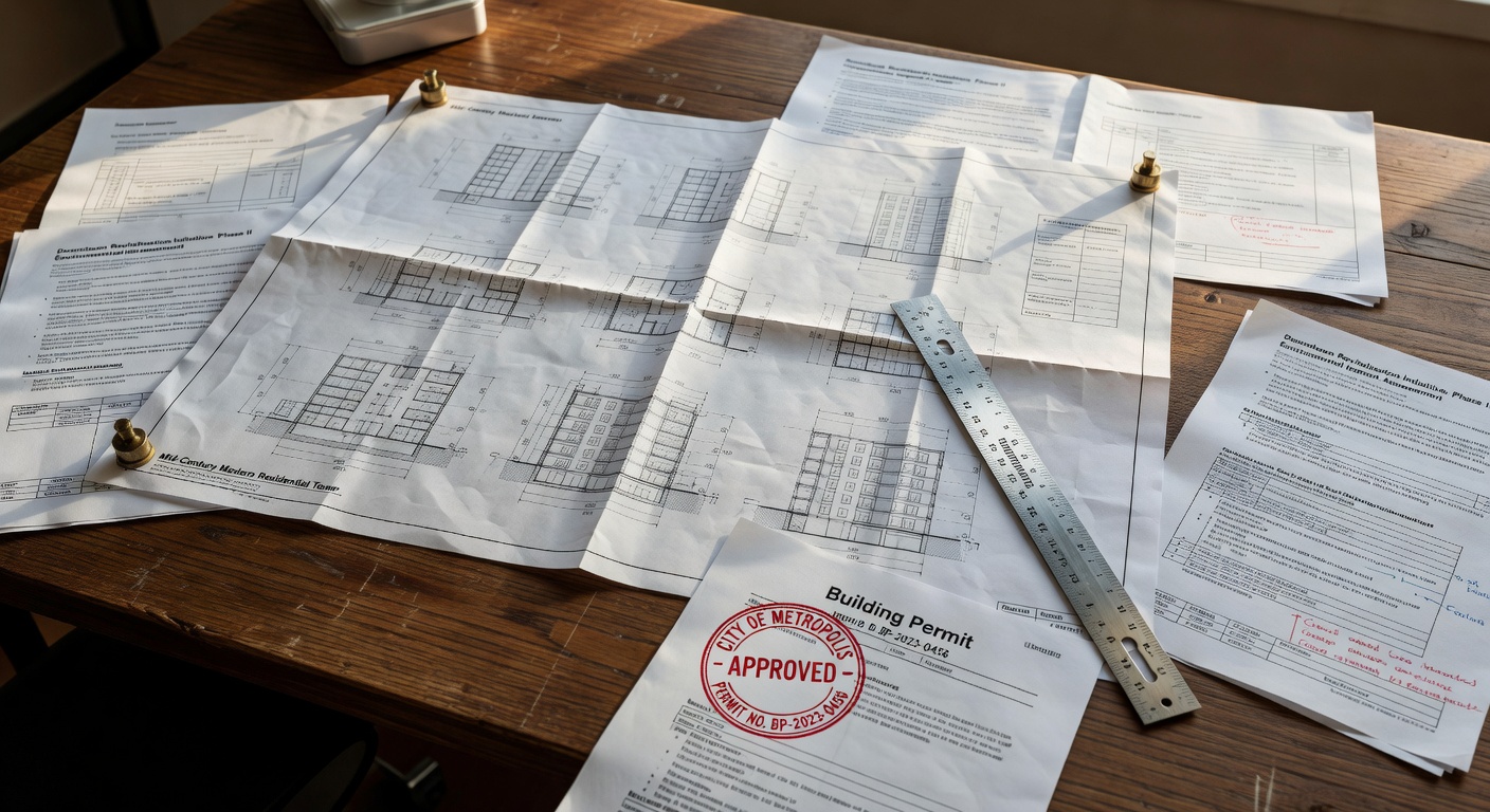 Plans d'architecte et formulaire de permis d'urbanisme pour une extension de maison en Belgique