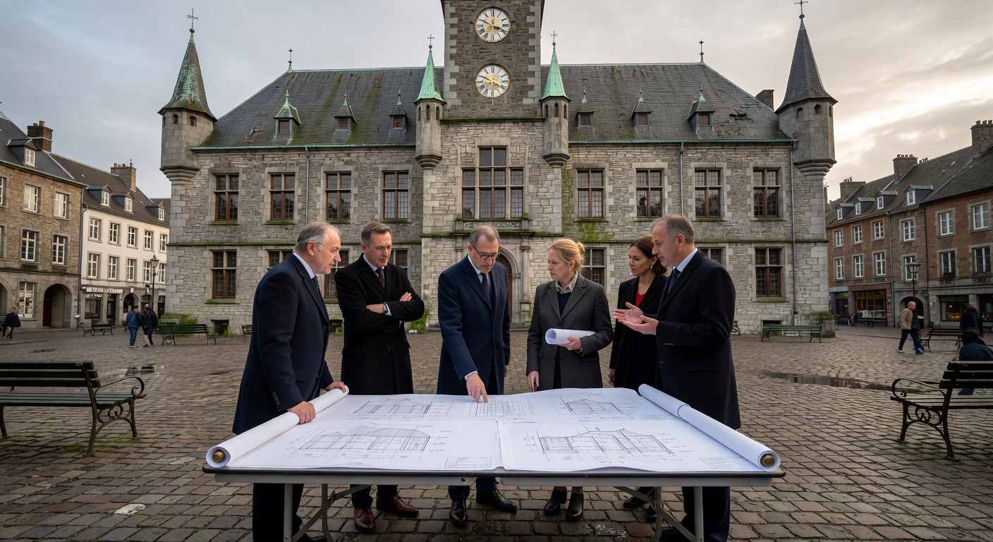 Plans d'architecte pour une extension de maison avec formulaire de permis d'urbanisme wallon