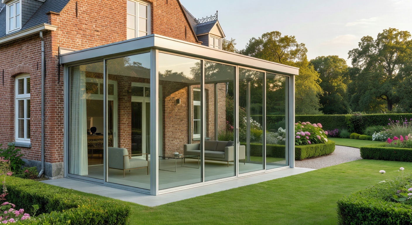 Comparaison entre une veranda vitree et une extension en maconnerie sur une maison belge