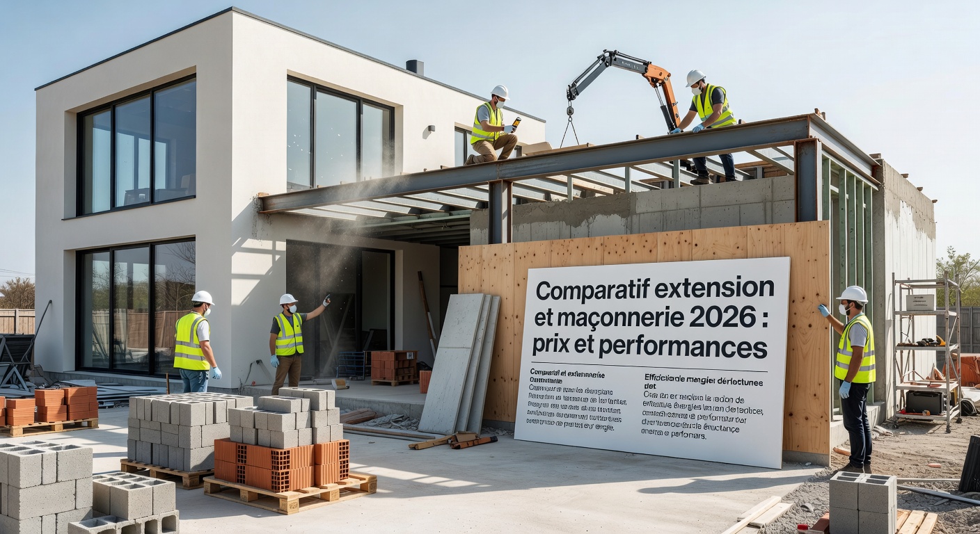 Comparatif extension et maconnerie 2026 : prix et performances