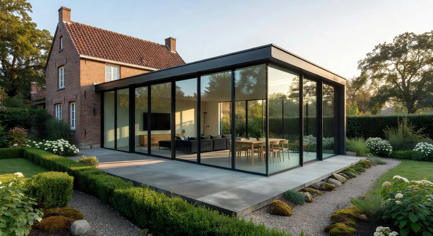 Illustration d'une extension de maison en maçonnerie en cours d'installation