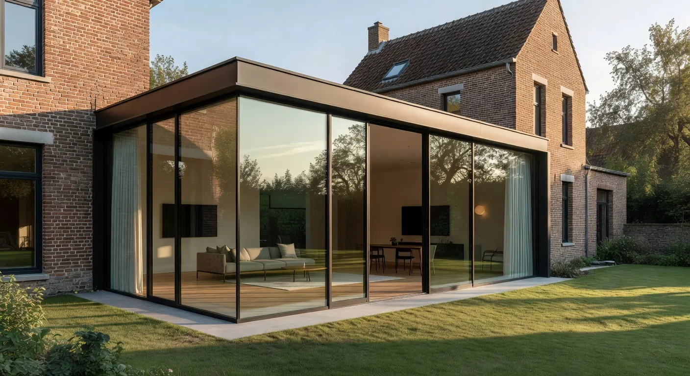 Illustration d'une extension de maison en maçonnerie en cours d'installation