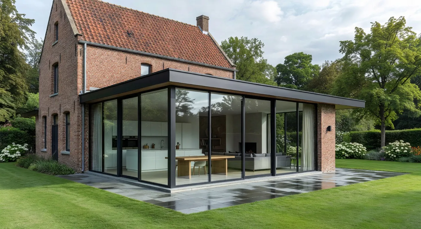 Illustration d'une extension de maison en maçonnerie en Belgique pour 2026