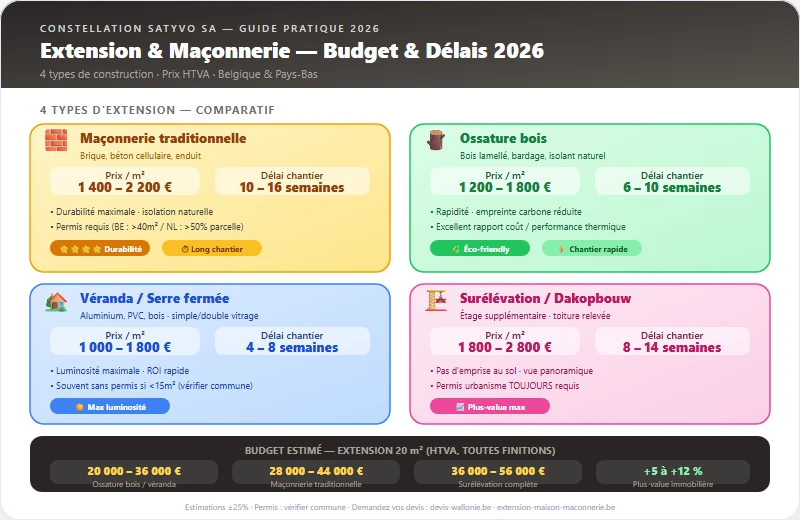 Extension maison - 4 types, budget et délais 2026